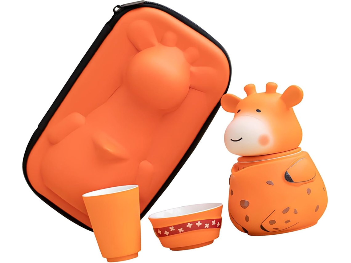 Conjunto De Bule E Xícara De Cerâmica Com Estampa De Girafa, Com Compartimento Para Armazenamento. Decorativo
