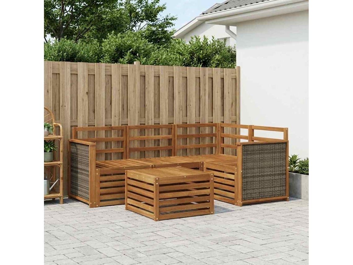 Vidaxl Conjunto De Sofás Para Exterior 5 Unid. Natural Poliéster