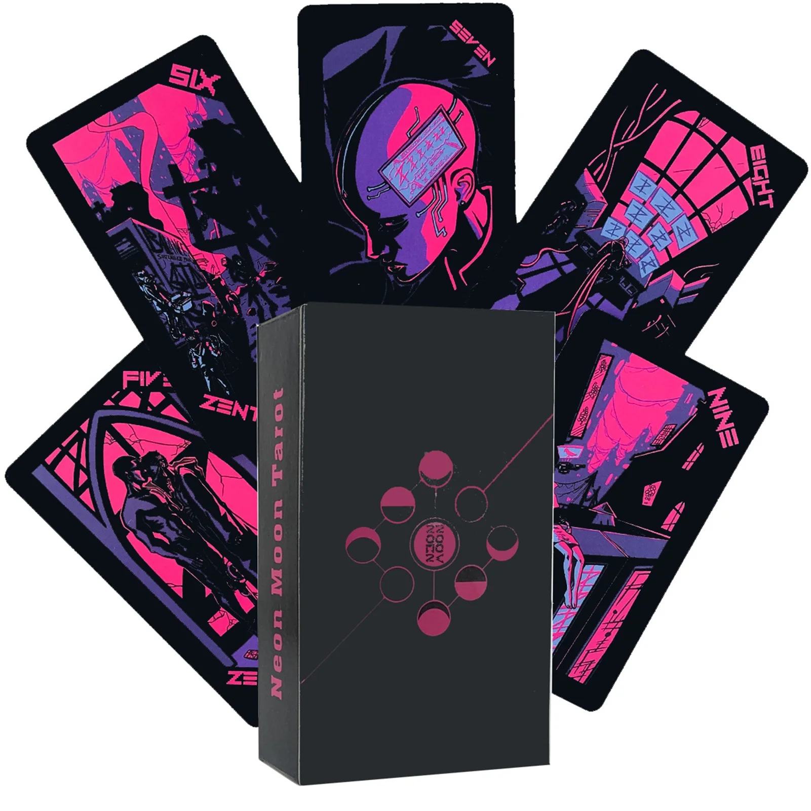 Cartas De Tarô Lua Neon - Tamanho De Bolso, Com Caixa De Armazenamento