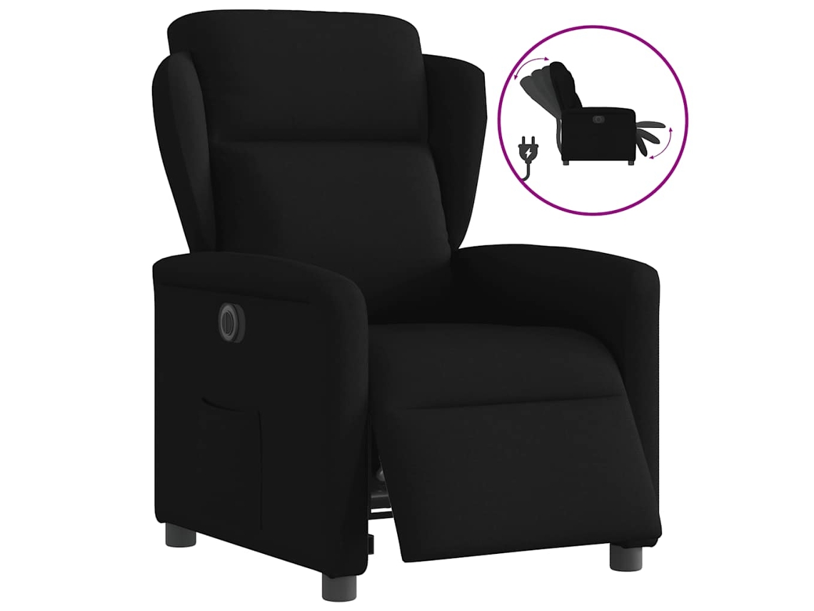 Vidaxl Poltrona Elétrica Reclinável Tecido Preto
