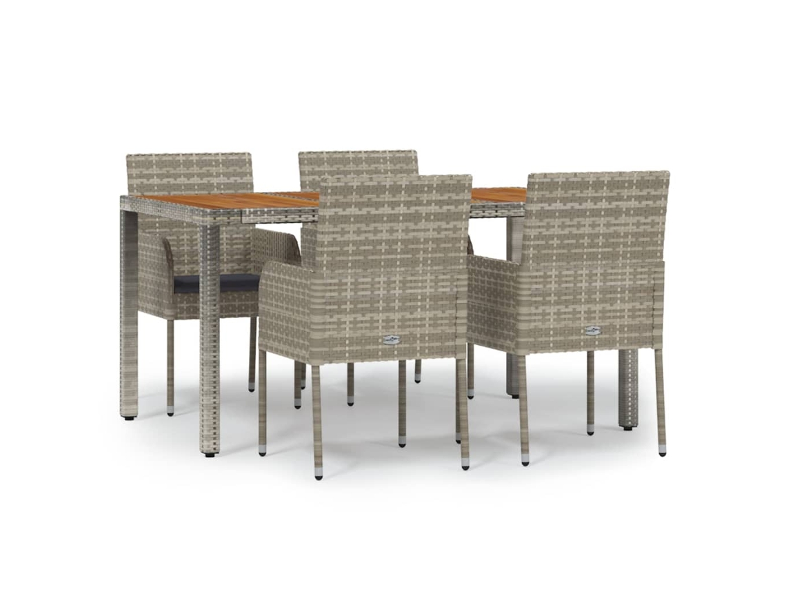 Maison Exclusive - 5 Pcs Conjunto De Jantar P/ Jardim C/ Almofadões Vime Pe Cinza