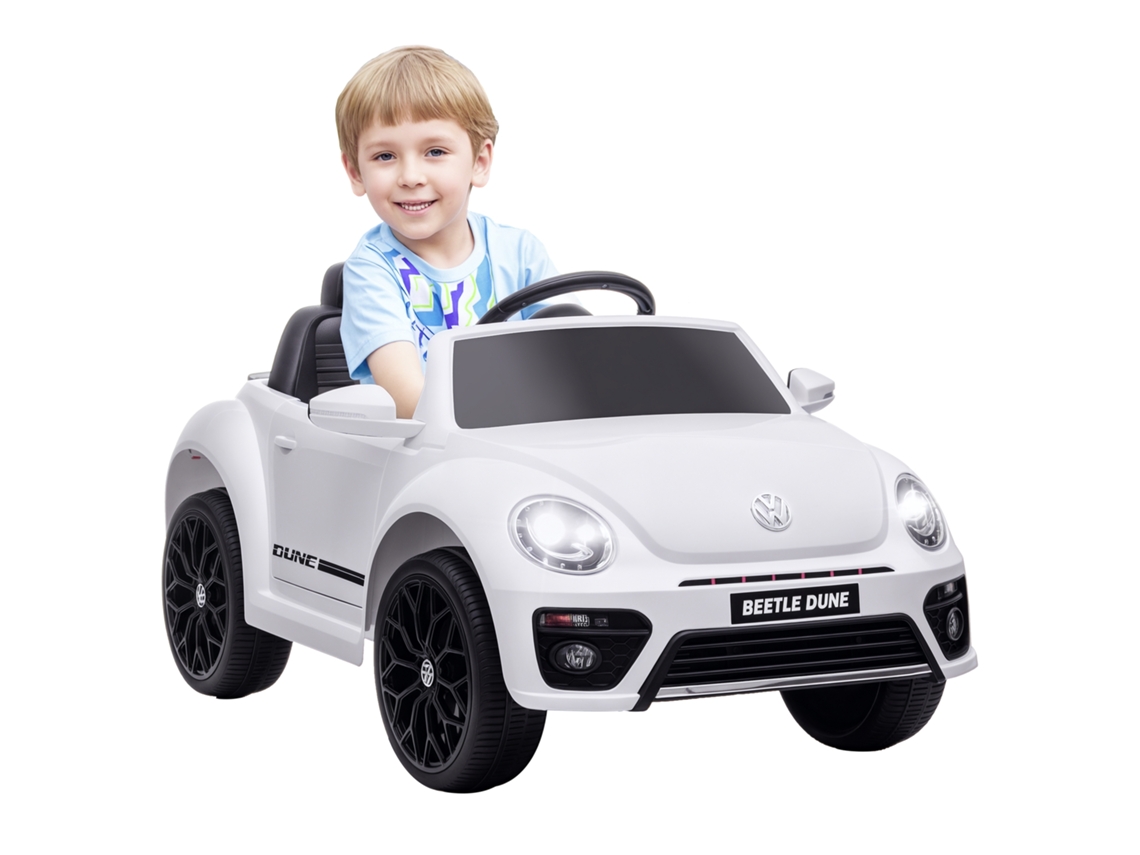 Veículo Elétrico Infantil. Vw Fusca. 3 5 Km/h com Controle Remoto e Música. Branco Ge