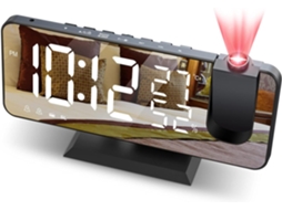 Projector Alarm Clock Ceiling Fm Radio Alarm Clock Projection 180° Digital Clock With 7' Led Mirror Screen Usb Charging Port Snooze Function Dual Ala 