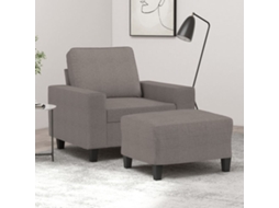 Vidaxl Poltrona Com Apoio De Pés 60 Cm Tecido Cinza-acastanhado