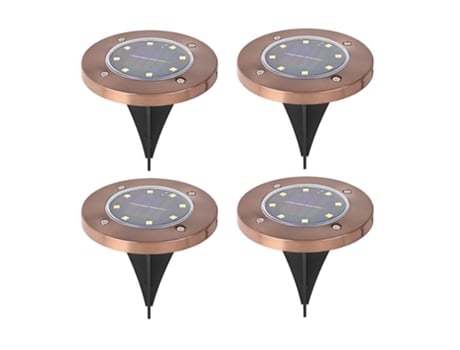 4 Pack Luzes solares exteriores do disco Iluminação impermeável da paisagem da terra compatível com a passagem do passeio do jardim