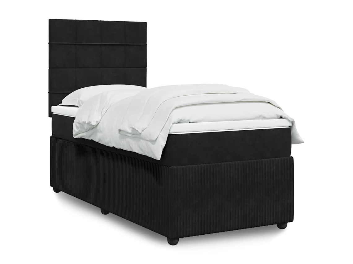 Vidaxl Cama Com Molas/colchão 100x200 Cm Veludo Preto