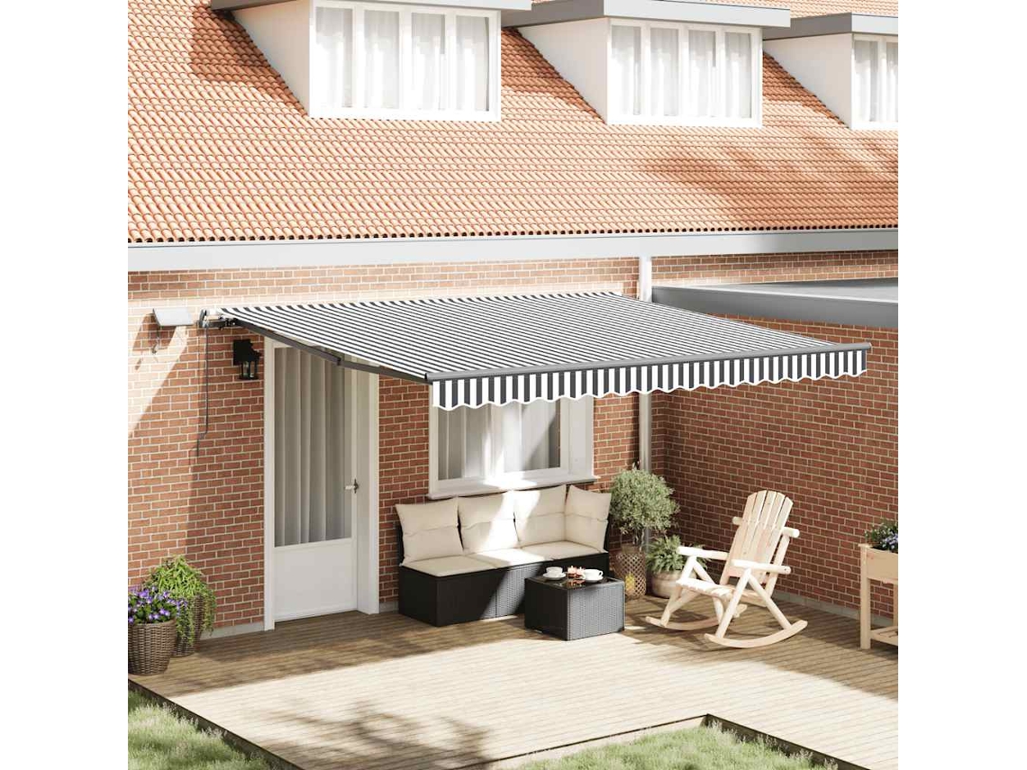 Vidaxl Toldo Retrátil Manual Com Luzes Leds 400x300cm Antracite/branco