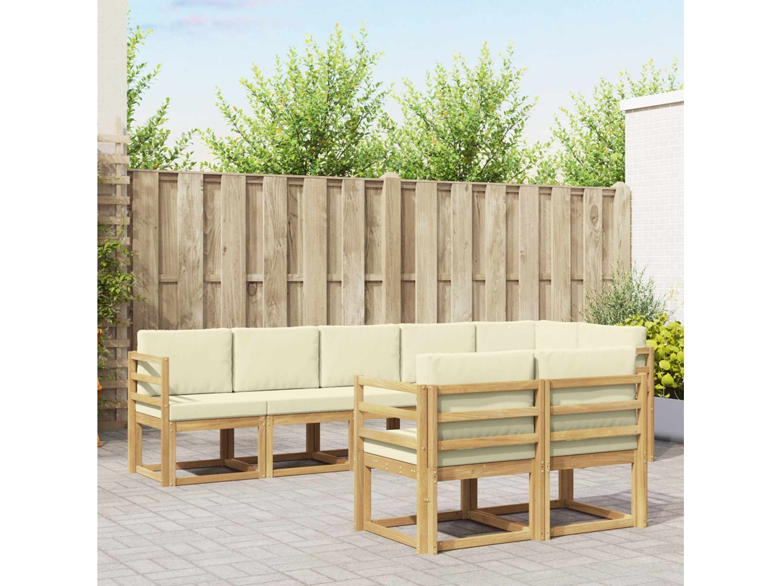 Vidaxl Conjunto De Sofás Para Exterior 8 Pcs Branco E Creme Poliéster