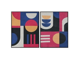 Pintura HOME ESPRIT Azul Preto Moderno Urbana 63 x 3 x 83 cm (2 Unidades)