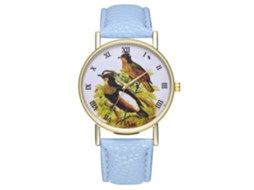 Reloj Analógico De Cuarzo Para Mujer Y Hombre Con Correa De Pu Azul Claro
