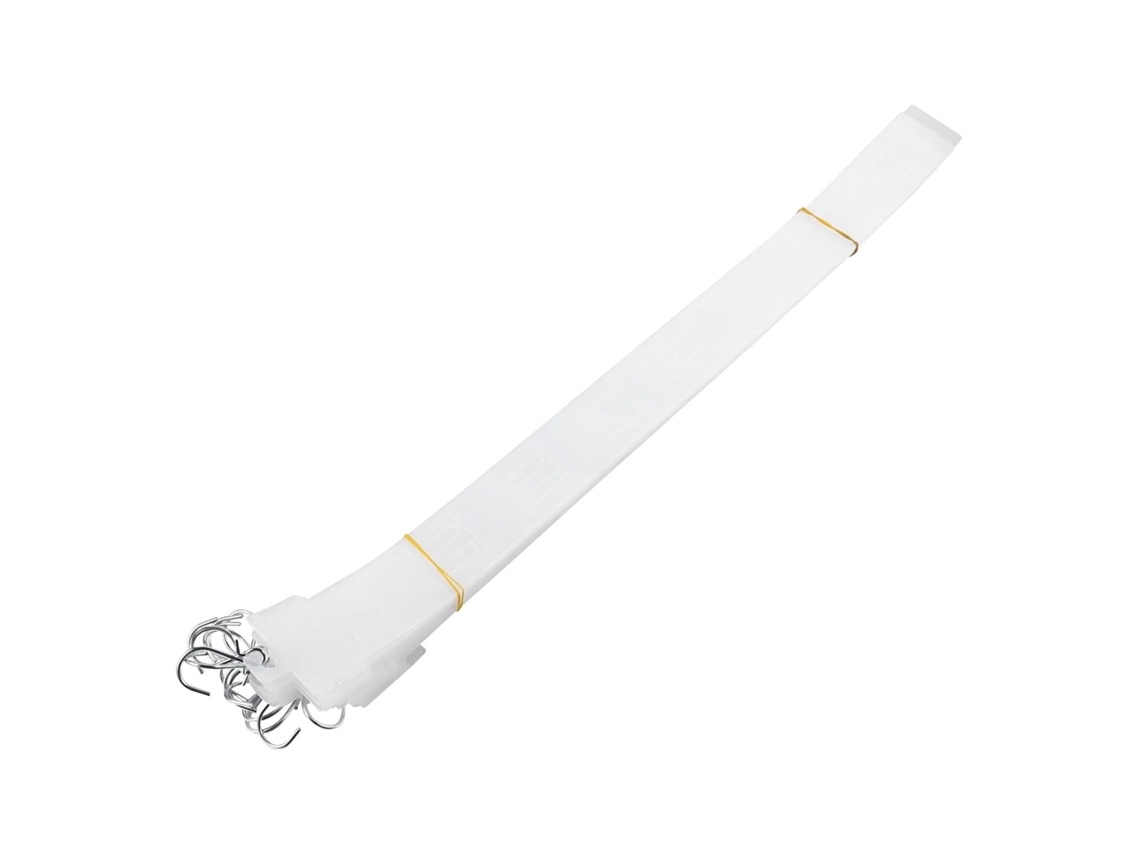 Conjunto de 20 tiras de plástico branco com ganchos em S, para pendurar objetos decorativos, com compressão ajustável.