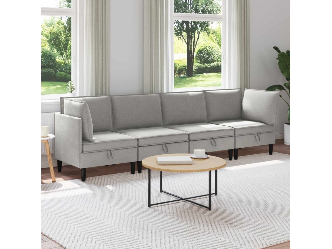 Vidaxl Conjunto De Móveis Para Sala De Estar 4 Unid. Cinzento-claro