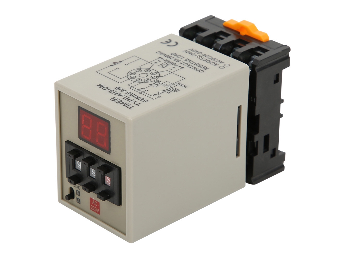 Relé Temporizador Retardo Ah3-dm De Doble Modo A/b Con Pantalla Digital Preciso Ac220v Con Base