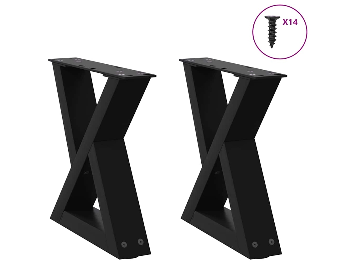 Vidaxl Pés Para Mesa De Centro 2 Peças Preto 40x(30-31,3) Cm Aço