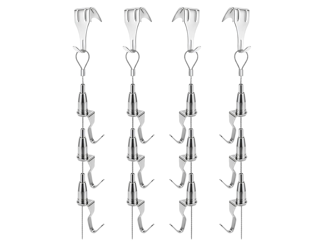 Conjunto De 4 Cabos Flexíveis Aço Inoxidável Para Pendurar Quadros E