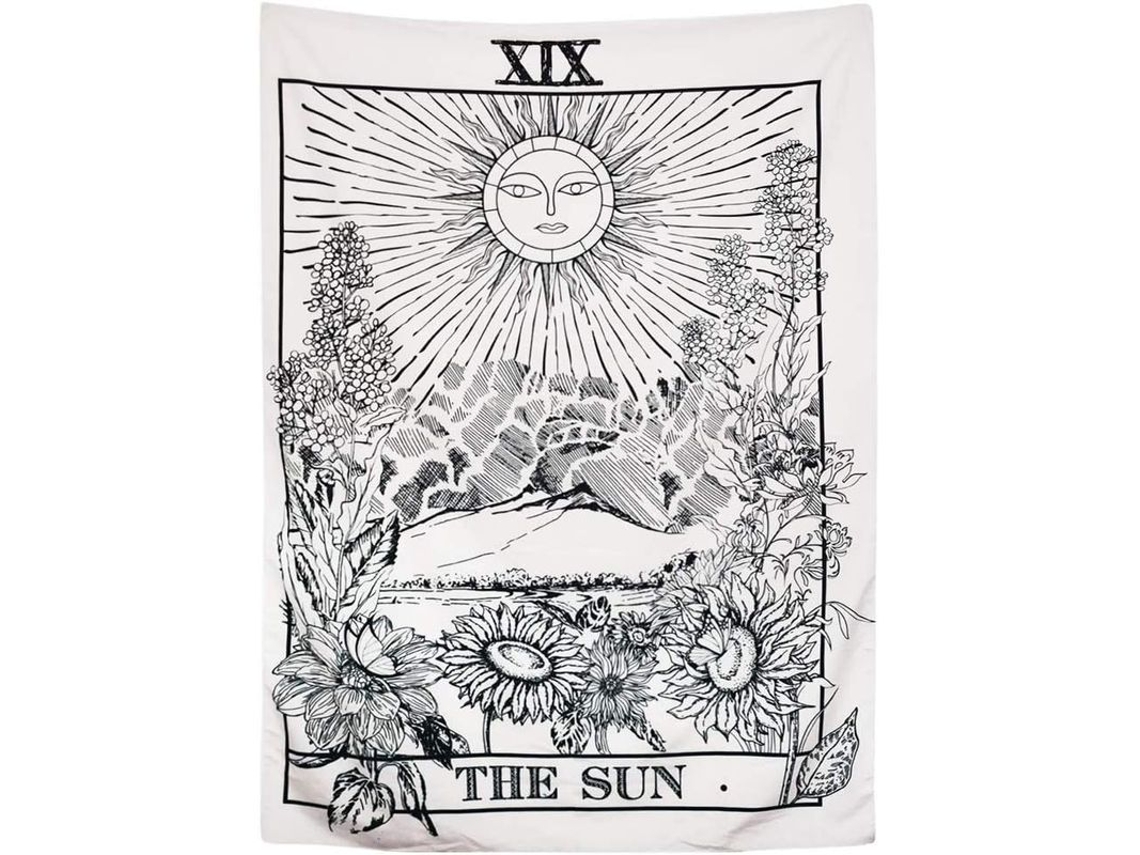 Tapiz Medieval De Tarot Estrella Sol Para Decoração De Parede Tela Microfibra Versátil