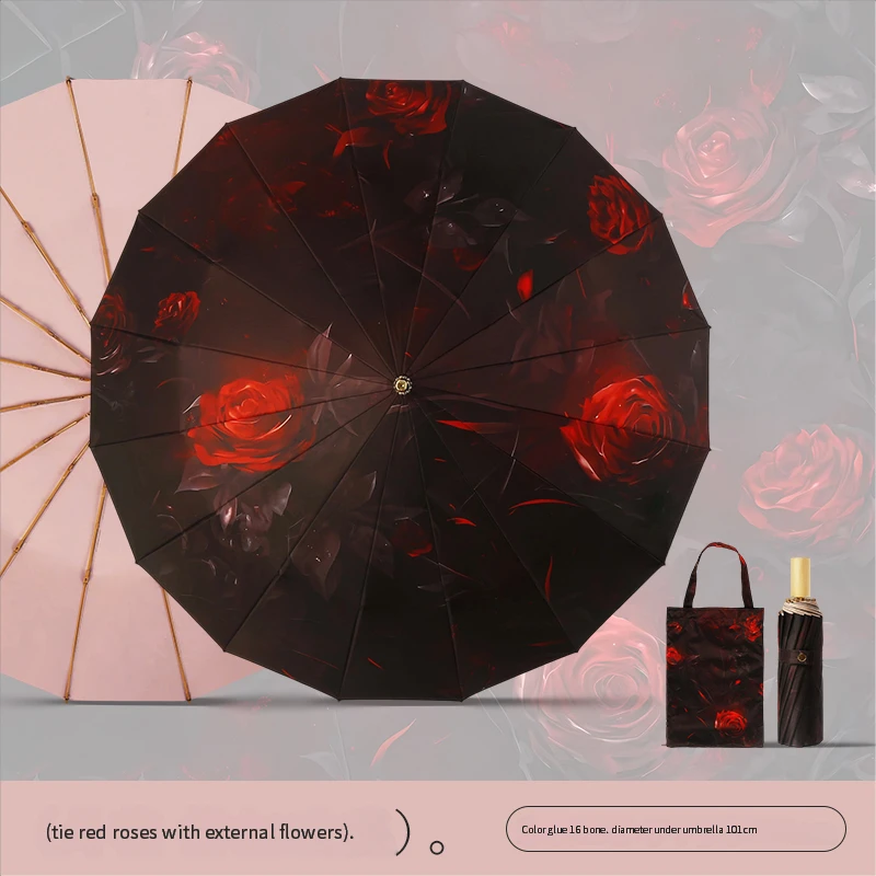 (estilo G 16k) Guarda-sol Manual De Alta Qualidade Com 16 Varetas, Guarda-chuva Multifuncional, Dobrável, Pintado Com Tinta A Óleo E Cola Colorida.