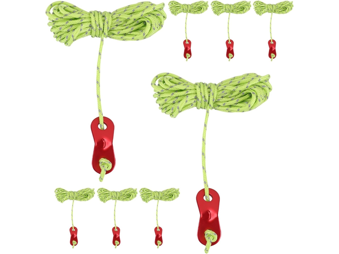 Conjunto De 8 Cordas Refletoras 4m Para Barraca Com Fivelas Nylon, Corda De Ancoragem Resistente Para Camping E Trilhas