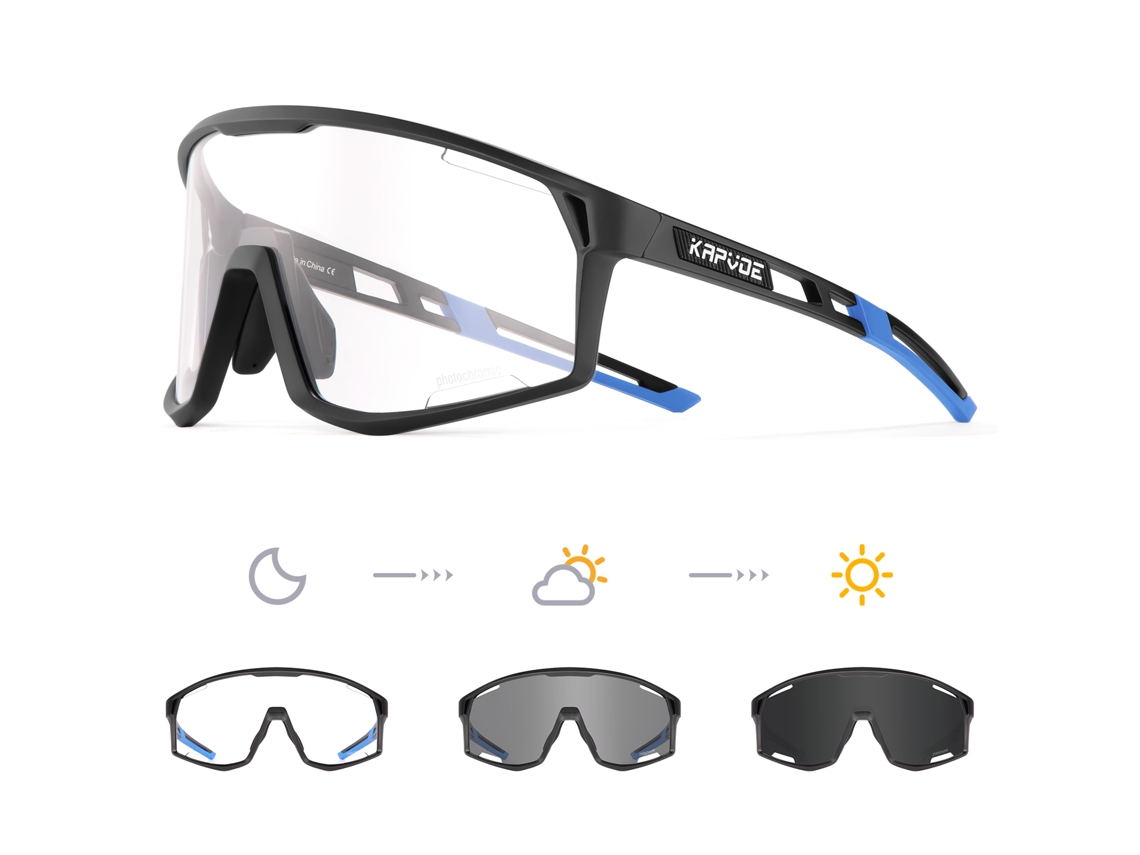 (estilo 3) Óculos De Ciclismo Fotocromáticos Unissex, Lentes De Polipropileno Translúcidas Com Proteção Uv400.