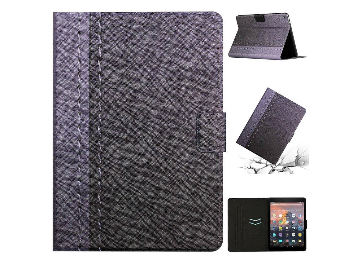 Capa De Couro Sintético Para Tablet Amazon Kindle Fire Hd 8 (2018/2017/2016) Com Costura Em Cor Sólida.