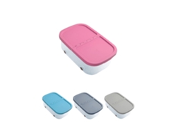 Cajas De Almacenaje Transparente Dos Compartimentos – Cajas Organizadoras De Plástico Con Tapa Y Ruedas Rosa 32 Litros