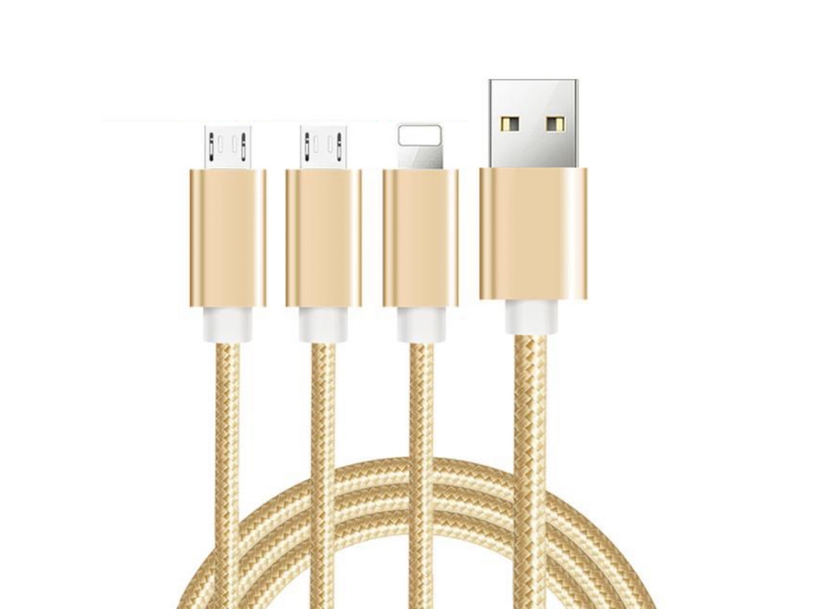 Kit De Duas Unidades De Cabo Micro Usb Nylon Trançado Compatível Com Iphone