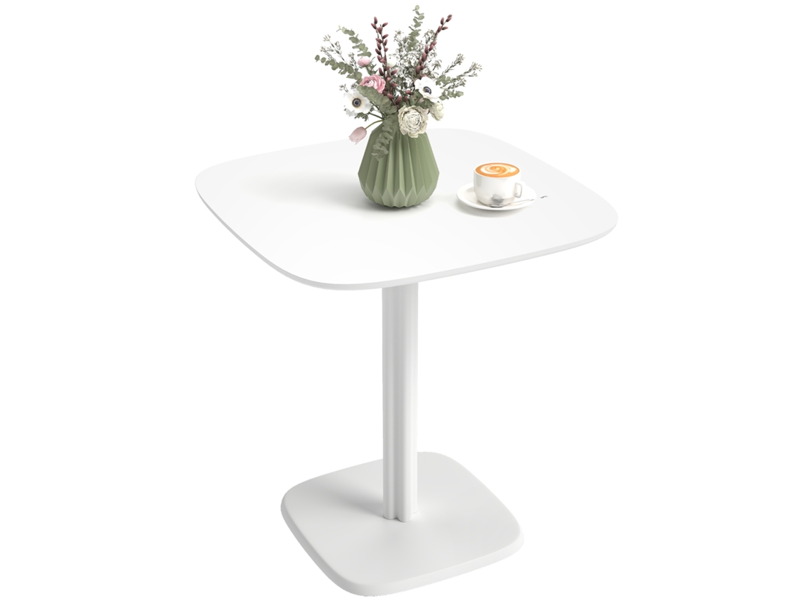 Mesa De Jantar Para 4 Pessoas Mesa De Cozinha Quadrada Estilo Moderno Com Tampa Em Madeira. 70 X 70 Cm. Branco