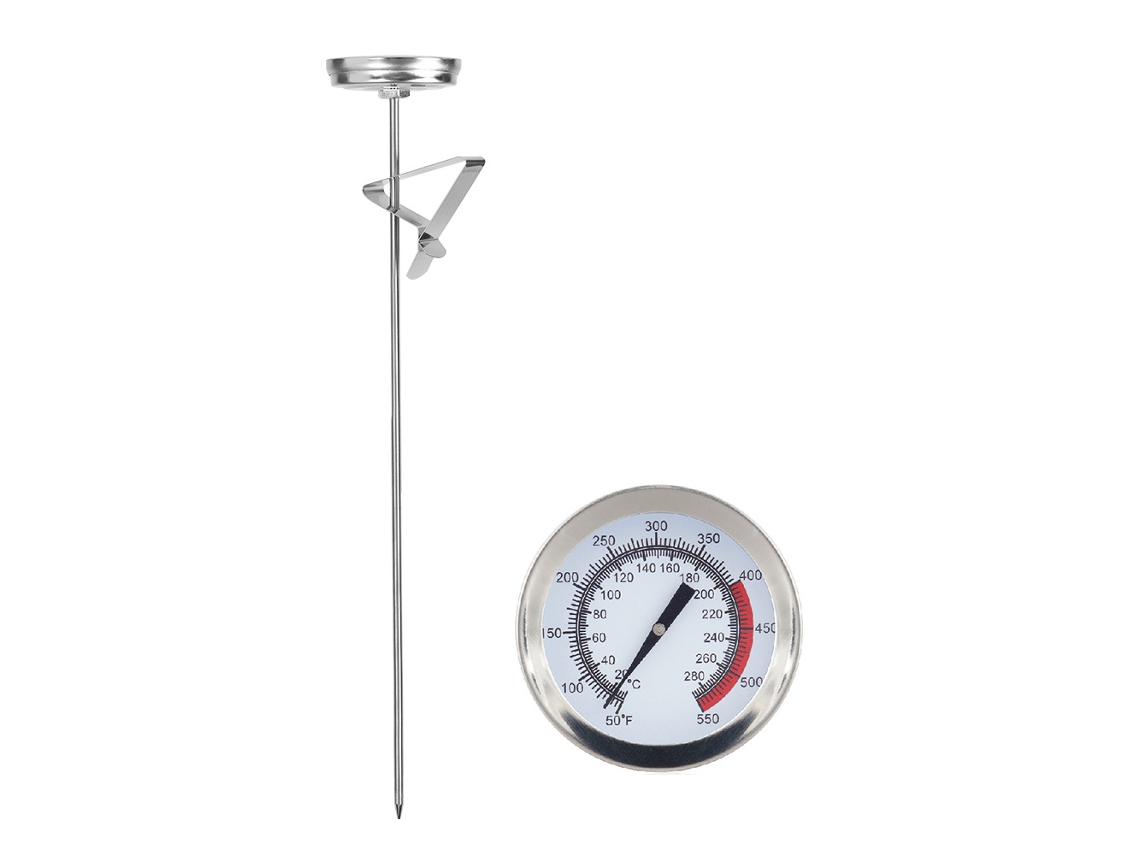 Termómetro De Cozinha - Termómetro Para Carne Com Sonda - Termómetro Culinário - Aço Inox/vidro - Prateado