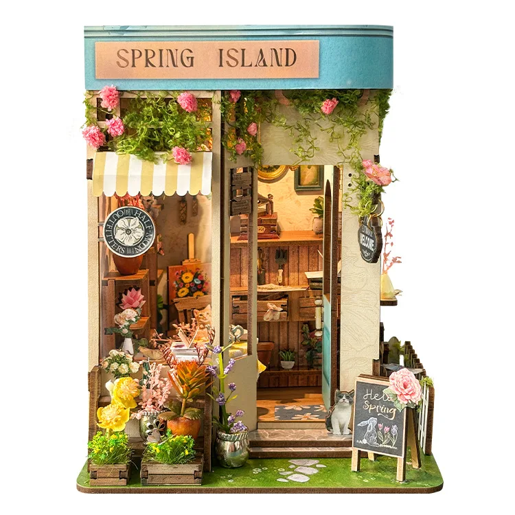 Kit Diy para Cantinho de Leitura 3d em Madeira "flores da Primavera na Casa de Campo" MDUG