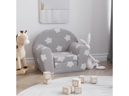 Vidaxl Sofá-cama Infantil C/ Estrelas Pelúcia Macia Cinzento-claro