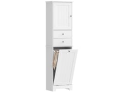 Armário de Banheiro com Cesto de Roupa Dobrável, 45x30x171 Cm, Branco ORBITRA COMMERCE