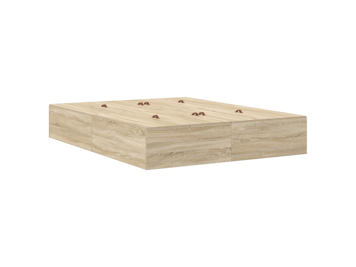 Conjunto 1 Estrado De Cama Com Arrumação Vidaxl Castanho Madeira De Pinho Maciça (150 Cm)