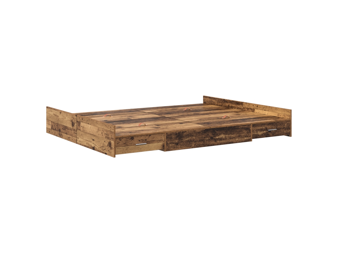 Conjunto 1 Estrutura De Cama Moderna Vidaxl Castanho Madeira De Pinho Maciça (140 X 190 Cm)