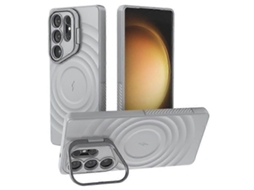 Capa De Celular Para Samsung Galaxy S25 Ultra, Compatível Com Magsafe Pc Kickstand Ripple Texture Tpu Phone Cover
