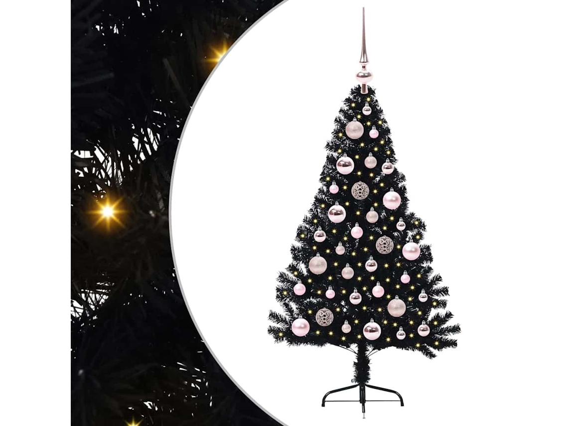 Conjunto 1 Decoração De Árvore De Natal Vidaxl Preto Pvc (120 Cm)