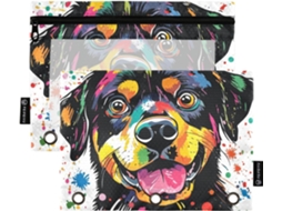 Estojos Divertidos Lápis Com Estampa De Rottweiler, Com Janela Transparente, Ilhós E 3 Argolas, Ideais Sala De
