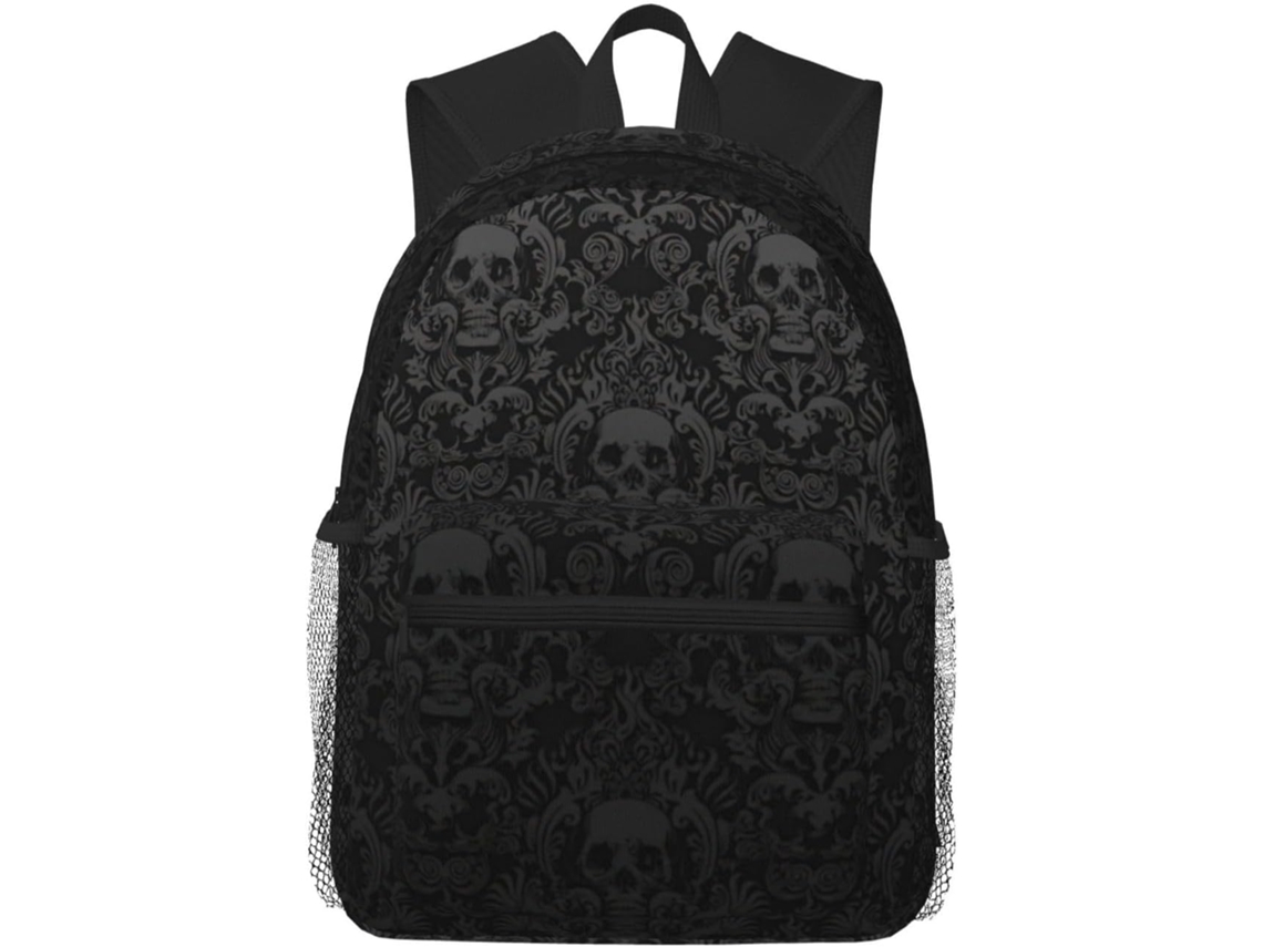 Mochila Oxford Unissex Casual Com Estampa De Caveira Gótica, Ideal Para Caminhadas, Viagens E