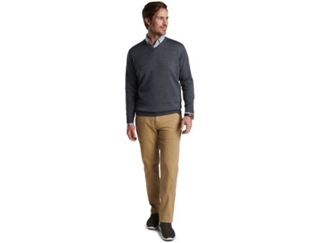 Sweater Gola V Crista De Outono Merino Com Decote Em V Cinzento M Mulher PETER MILLAR