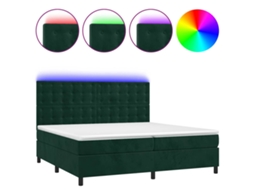 Cama Box Spring C/ Colchão/Led 200x200 Cm Veludo Verde Escuro MAISON EXCLUSIVE