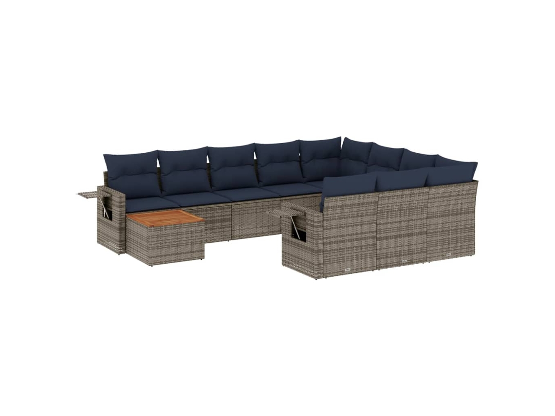 Conjunto de Sofá de Jardim, 11 Peças, Almofadas, Rattan Cinza MAISON EXCLUSIVE