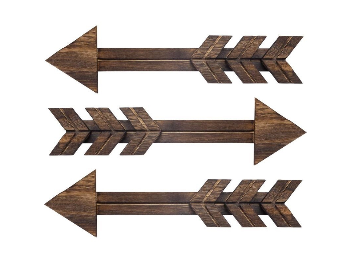 Decoración De Parede Com Flechas De Madeira Rústica, Conjunto De 3, Estilo Campestre, Marrom, Médio