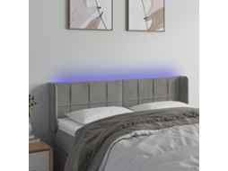 Vidaxl Cabeceira Cama C/ Luzes Led Veludo 147x16x78/88 Cm Cinza-claro