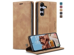 Capa Para Samsung Galaxy S25 Plus 5g Multifuncional Horizontal De Couro Marrom