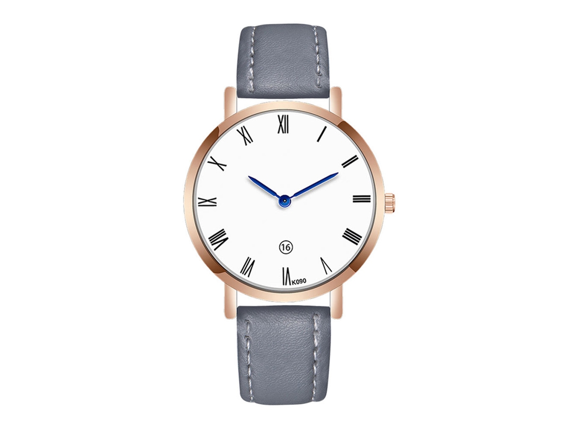 Relógio Masculino Casual de Pulseira de Couro Pu com Movimento de Quartzo Cinza