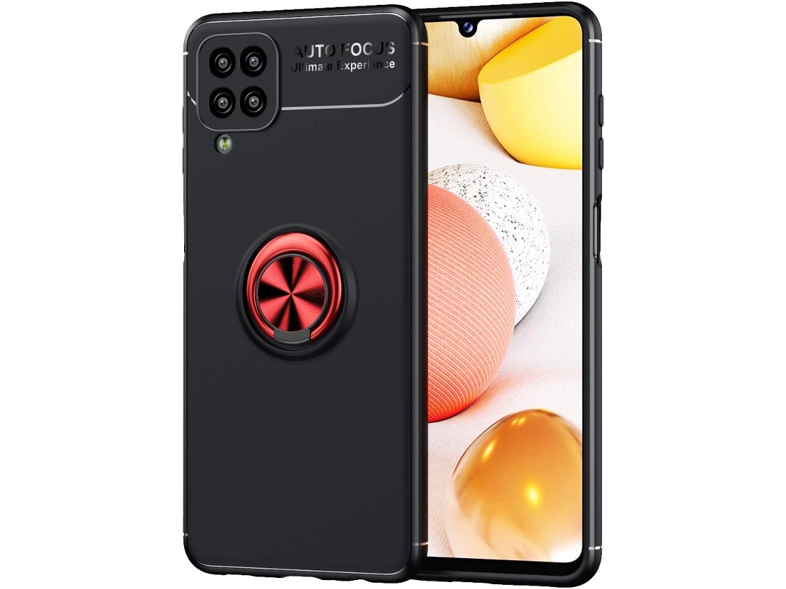 Capa Anel Proteção Robusta para Samsung Galaxy A12 HONGWE. Pele Sintética Textura Macia Magnética