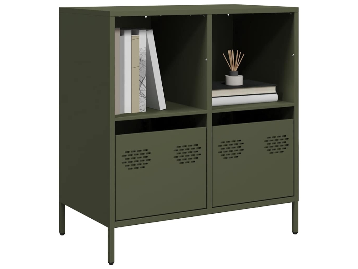 Vidaxl Aparador 68x39x73,5 Cm Aço Laminado A Frio Verde-azeitona
