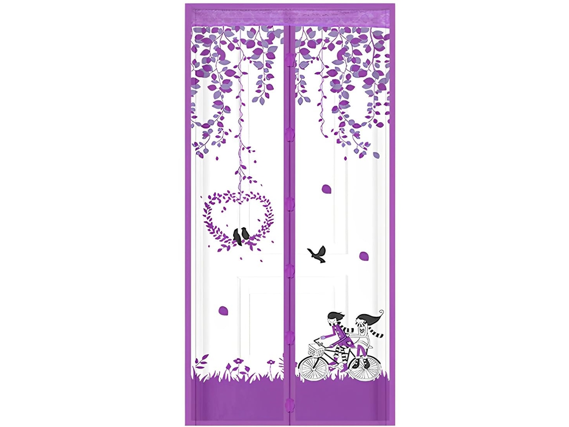 Porta De Tela Magnética 100x210 Cm Com Fechamento Automático E Sem Necessidade De Perfuração, Porta Bicicleta Roxa Zeuxo