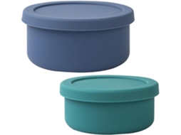 Conjunto De 2 Recipientes Silicone Para Alimentos, Ideais Para Camping E Trabalho Reutilizáveis, Com Ótima Vedação