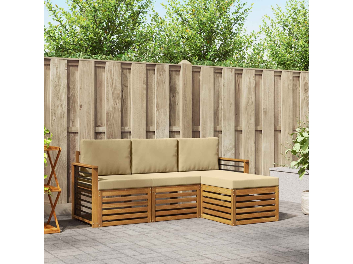 Vidaxl Conjunto De Sofás Para Exterior 4 Pcs Natural E Bege