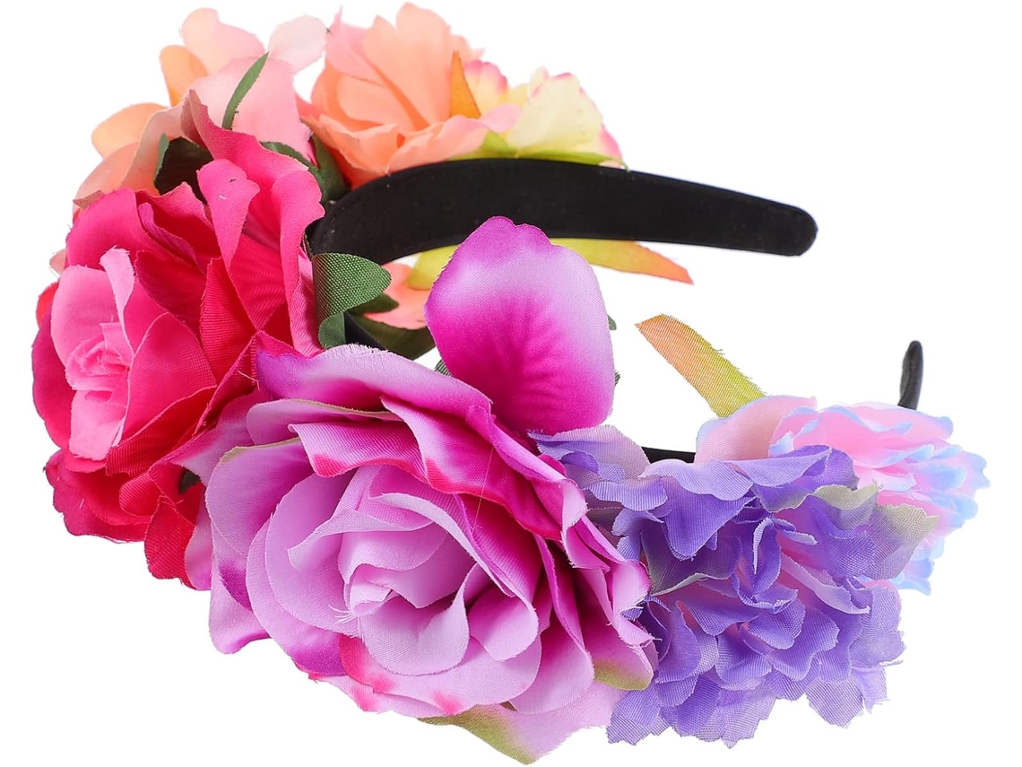 1 Peça De Tiara Floral Com Coroa De Rosas Artificiais Para Casamento, Halloween, Festa E Fotografia.